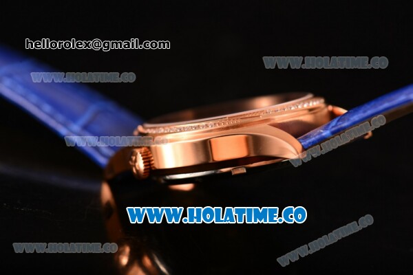 Vacheron Constantin Metiers d'Art Swiss ETA 2824 Automatic Rose Gold Case with Blue MOP Dial and Diamonds Bezel - Click Image to Close